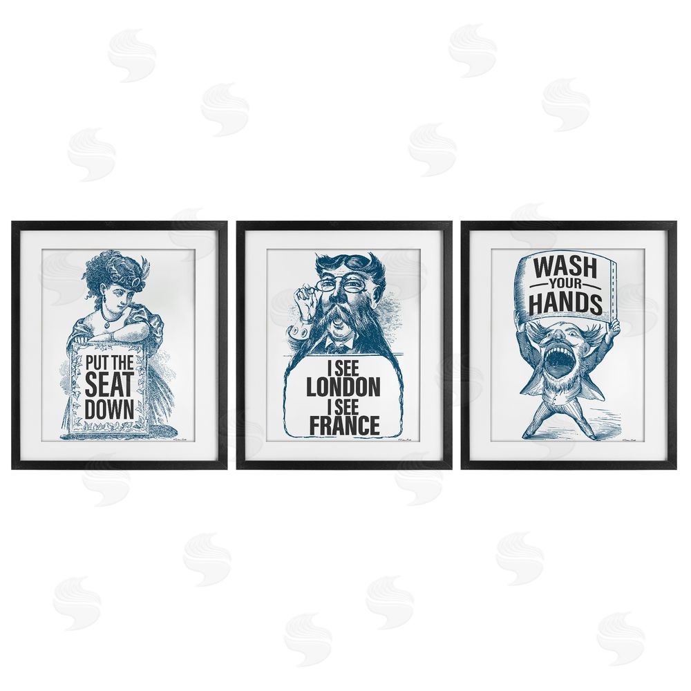 Susan Ball Vintage Hygiene Reminders Black Framed Print Under Glass with White Mat Wall Art