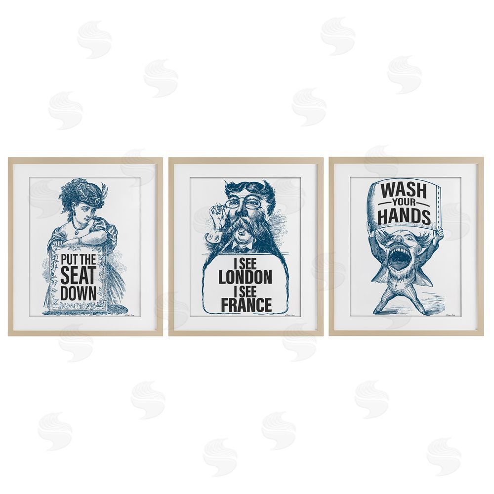 Susan Ball Vintage Hygiene Reminders Birch Framed Print Under Glass with White Mat Wall Art