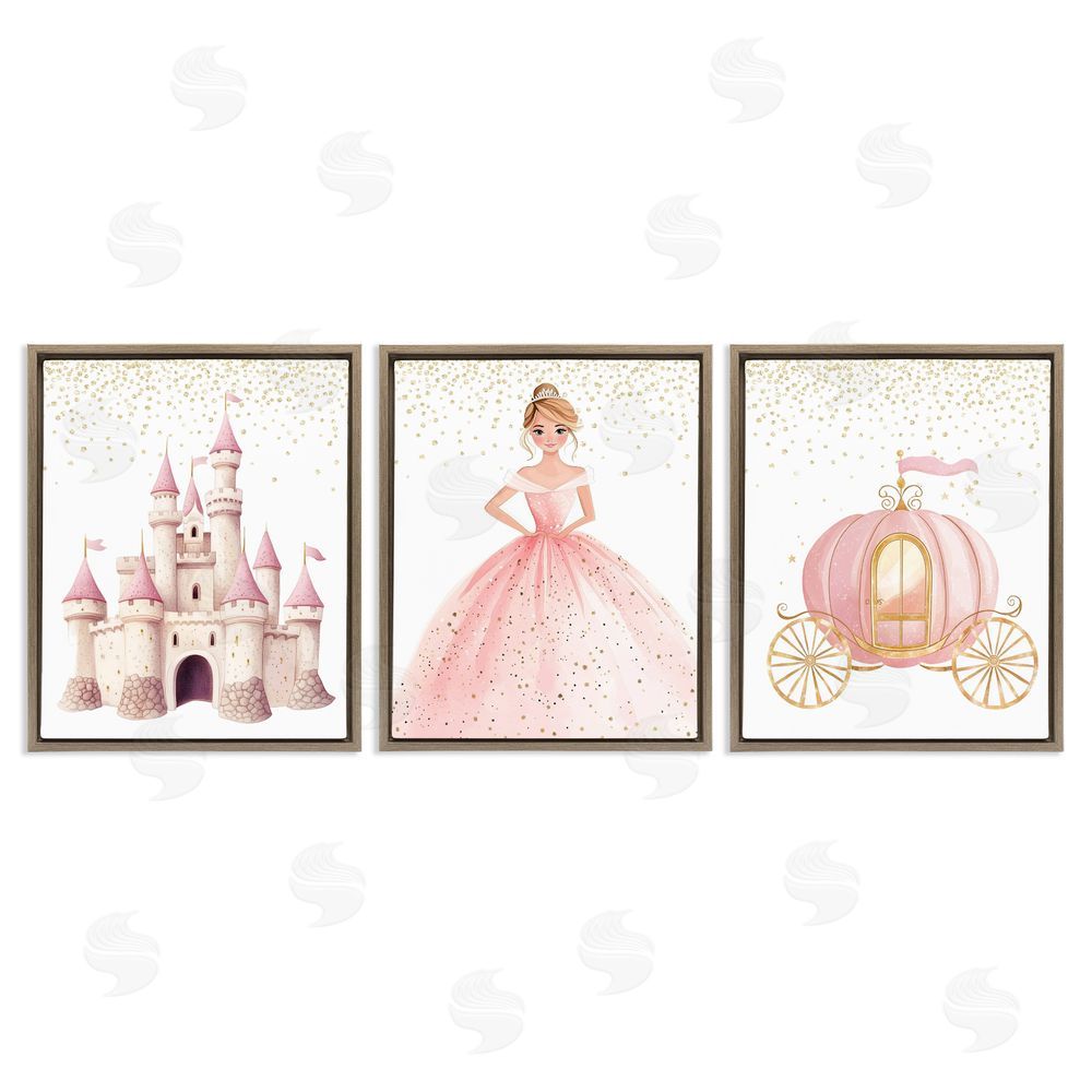 Christine Simpson Art Princess Dreams Collection Brown Floating Frame Canvas Wall Art Print