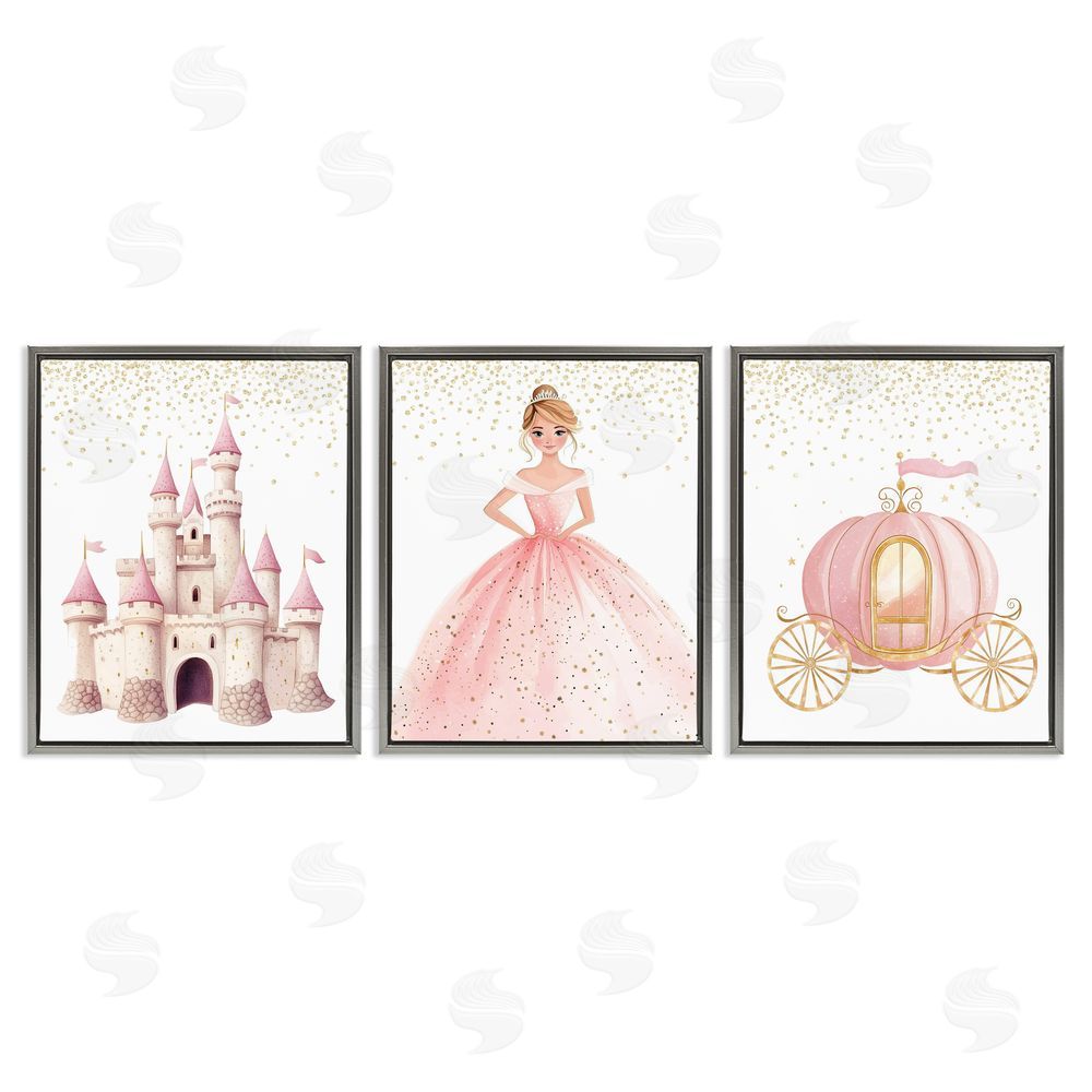 Christine Simpson Art Princess Dreams Collection Gray Floating Frame Canvas Wall Art Print