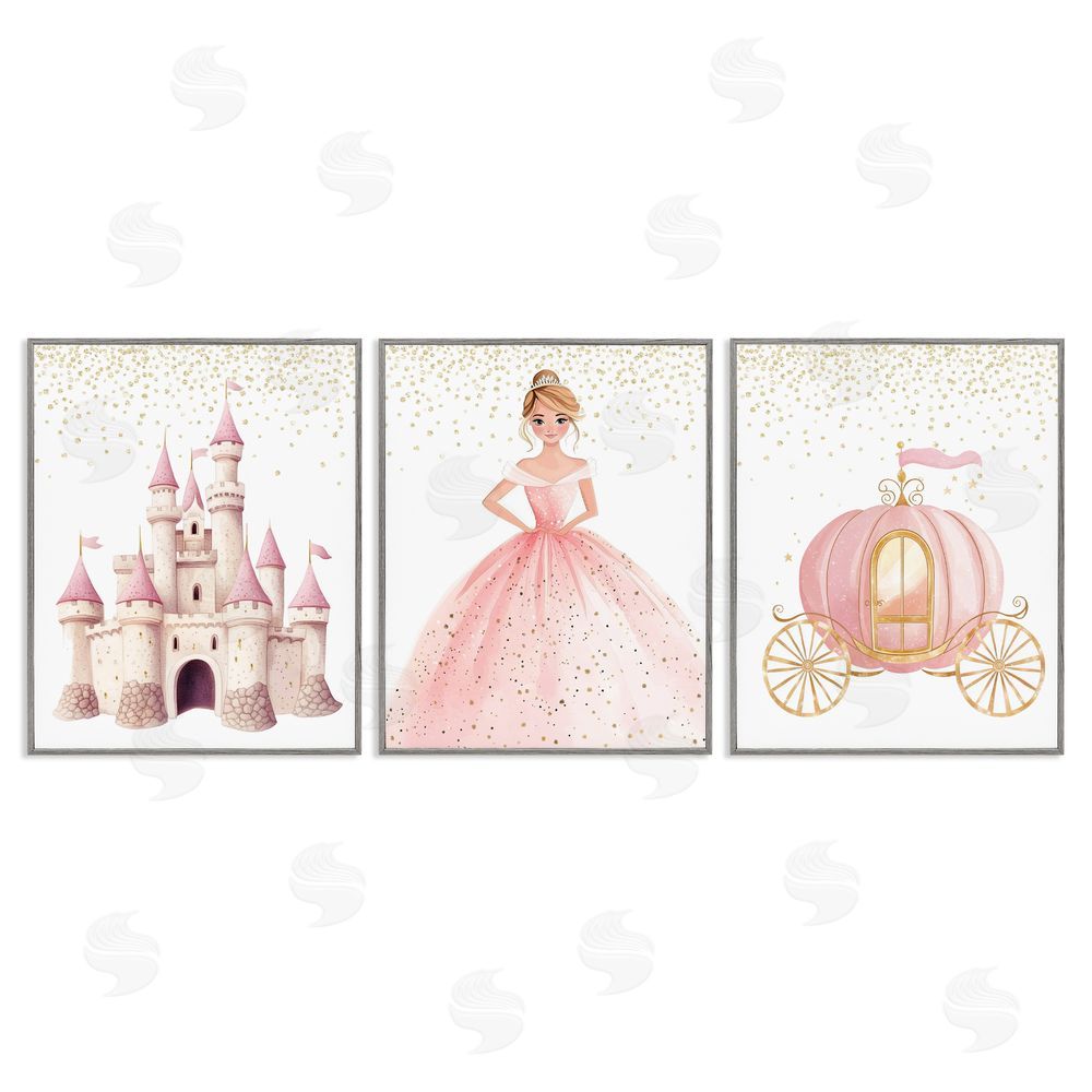 Christine Simpson Art Princess Dreams Collection Gray Framed Giclee Wall Art Print