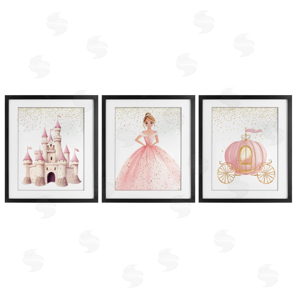 Christine Simpson Art Princess Dreams Collection Black Framed Print Under Glass with White Mat Wall Art