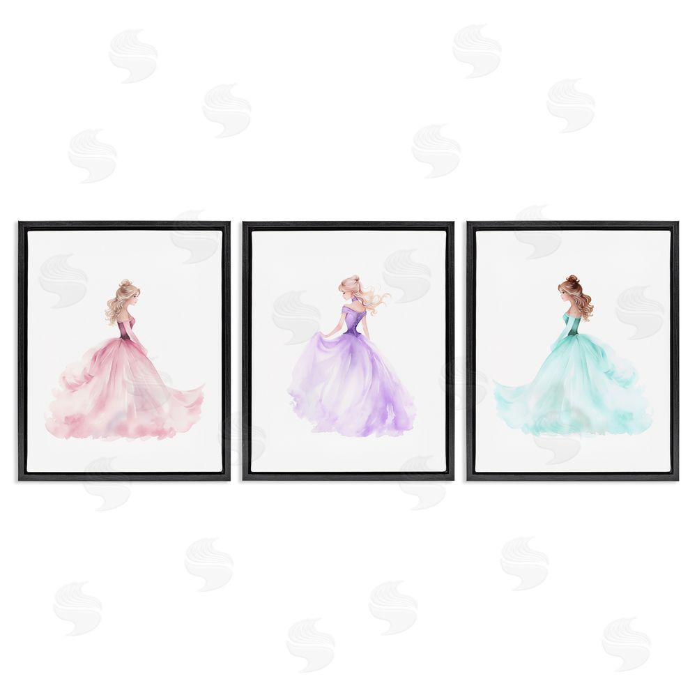 Christine Simpson Art Princess Joy Gowns Black Floating Frame Canvas Wall Art Print