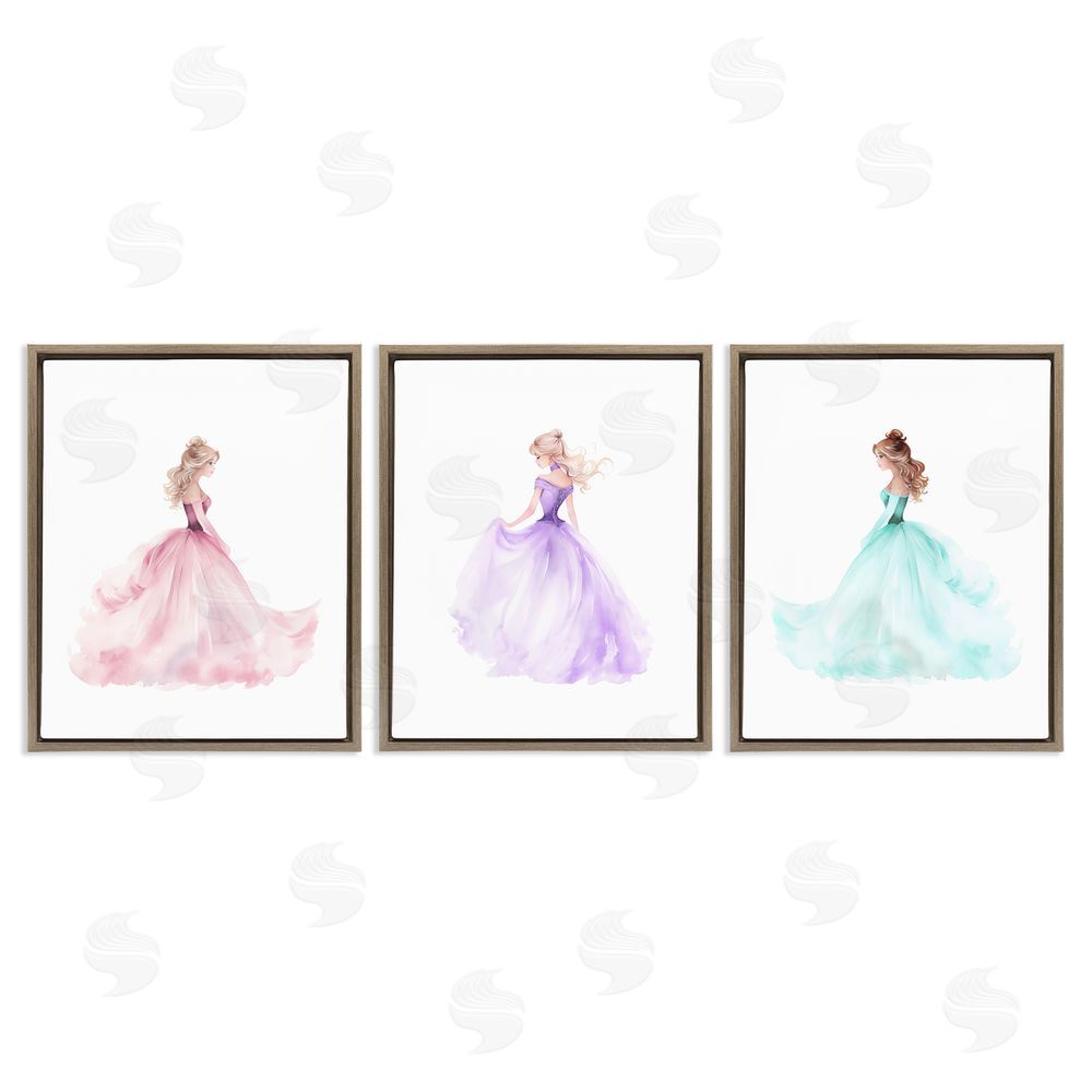 Christine Simpson Art Princess Joy Gowns Brown Floating Frame Canvas Wall Art Print