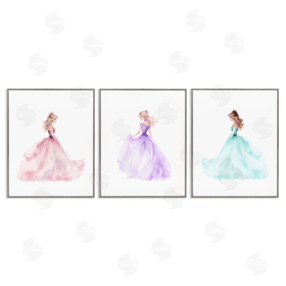 Christine Simpson Art Princess Joy Gowns Gray Framed Giclee Wall Art Print