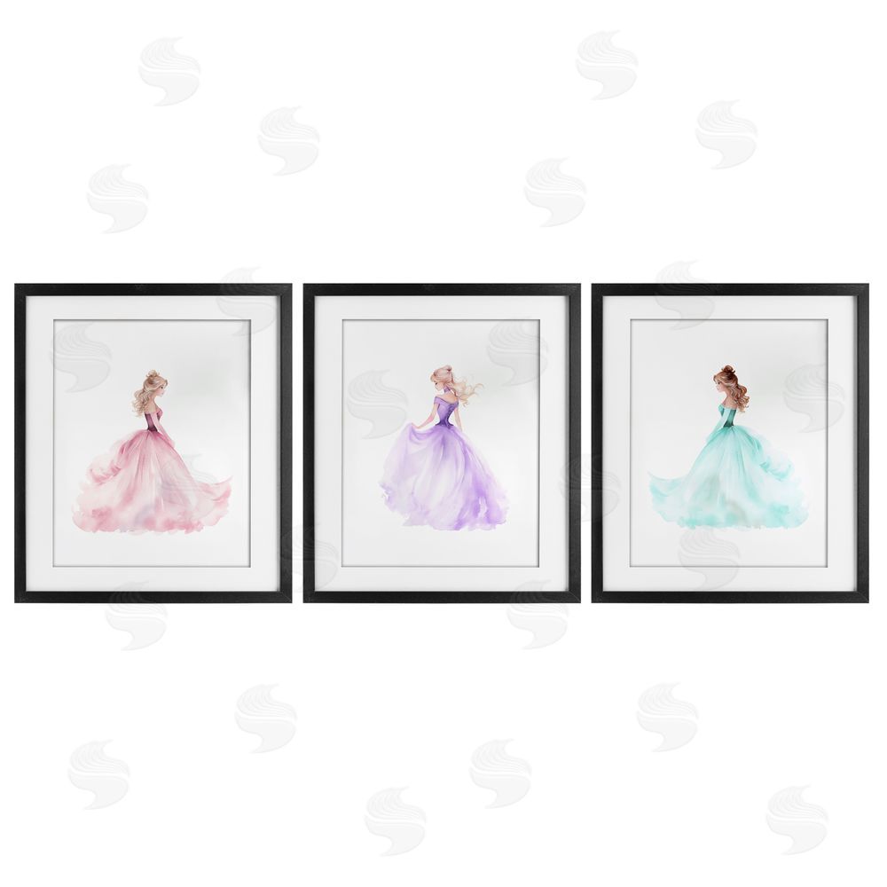 Christine Simpson Art Princess Joy Gowns Black Framed Print Under Glass with White Mat Wall Art