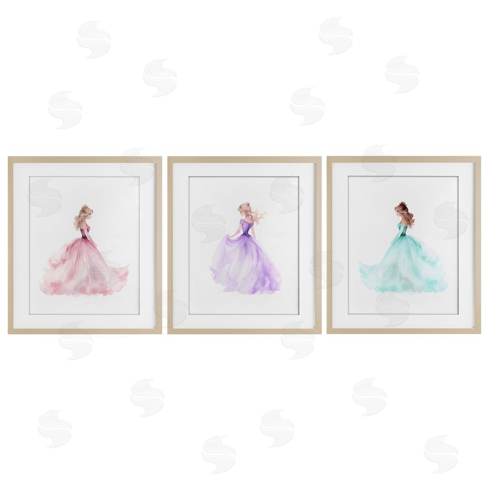Christine Simpson Art Princess Joy Gowns Birch Framed Print Under Glass with White Mat Wall Art