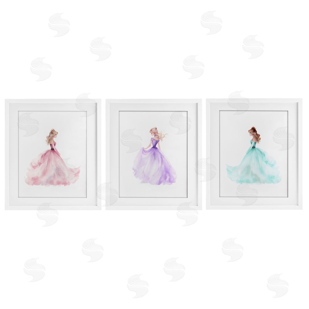 Christine Simpson Art Princess Joy Gowns White Framed Print Under Glass with Mat Wall Art