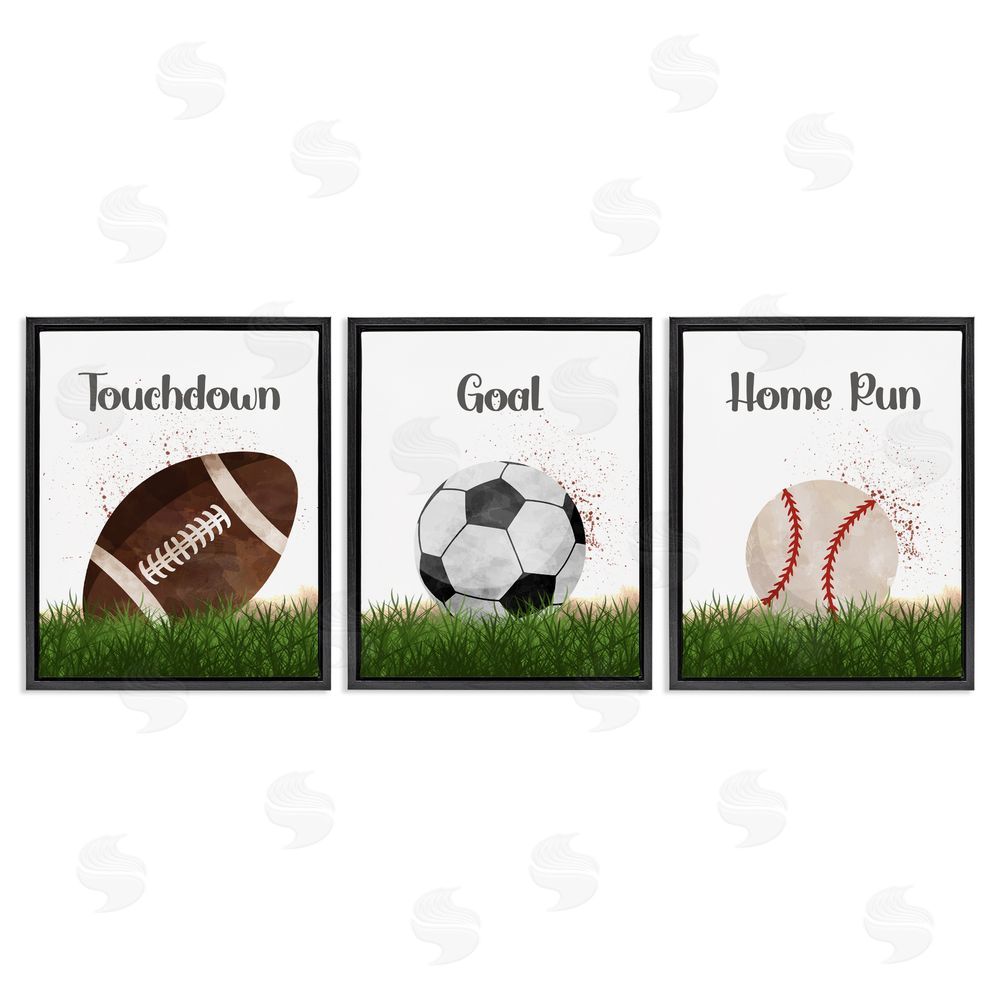 Christine Simpson Art Have A Ball Team Sports Black Floating Frame Canvas Wall Art Print
