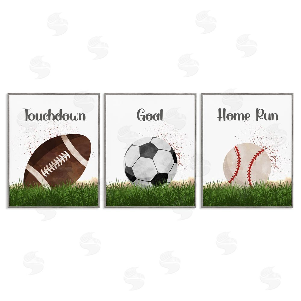 Christine Simpson Art Have A Ball Team Sports Gray Framed Giclee Wall Art Print