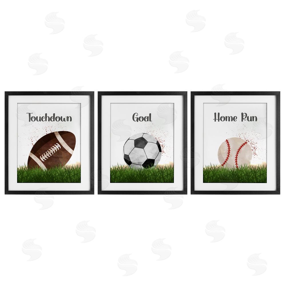 Christine Simpson Art Have A Ball Team Sports Black Framed Print Under Glass with White Mat Wall Art