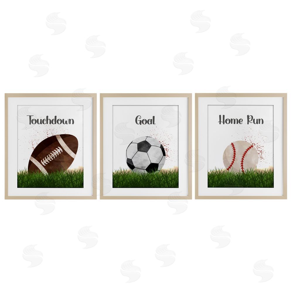 Christine Simpson Art Have A Ball Team Sports Birch Framed Print Under Glass with White Mat Wall Art