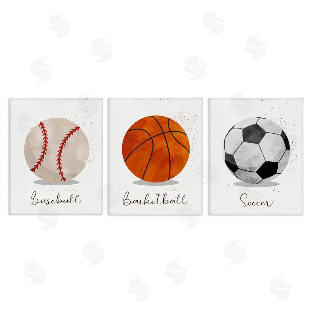 Christine Simpson Art Let's Play Ball Kid's Sports Canvas Wall Art Print