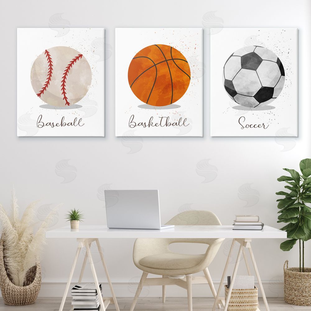 Christine Simpson Art Let's Play Ball Kid's Sports Canvas Art on Wall