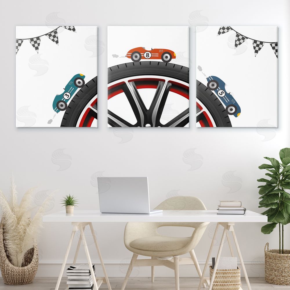 Christine Simpson Art Fast Lane Racecars & Wheels Canvas Art on Wall