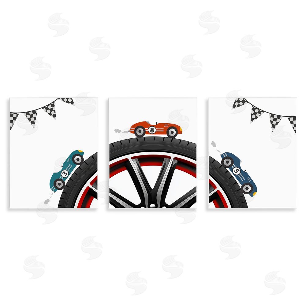 Christine Simpson Art Fast Lane Racecars & Wheels Wall Plaque Art Print