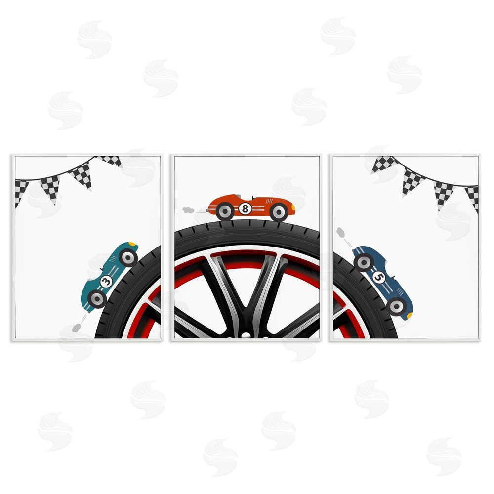 Christine Simpson Art Fast Lane Racecars & Wheels White Framed Giclee Wall Art Print