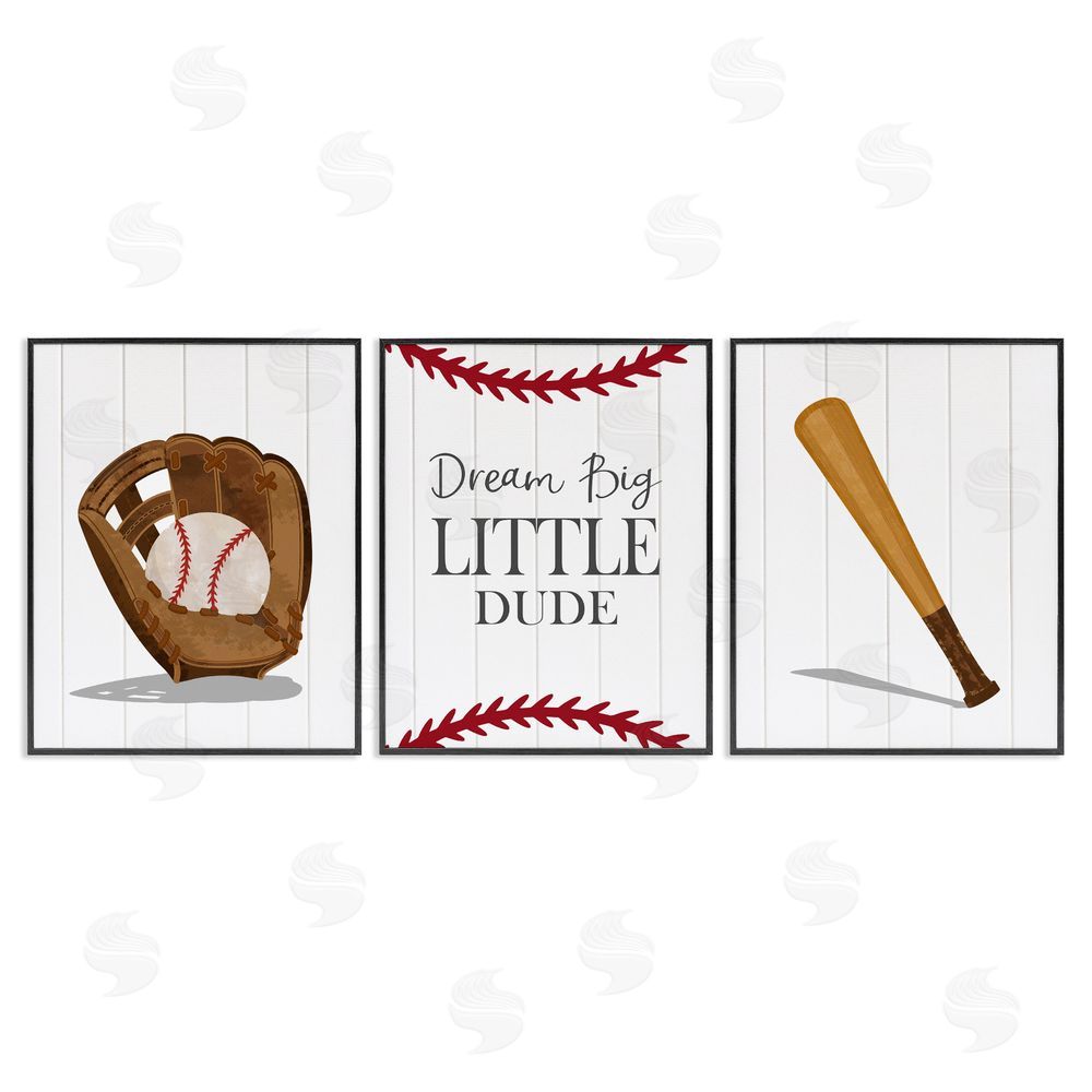 Christine Simpson Art Get Your Baseball Game On Black Framed Giclee Wall Art Print