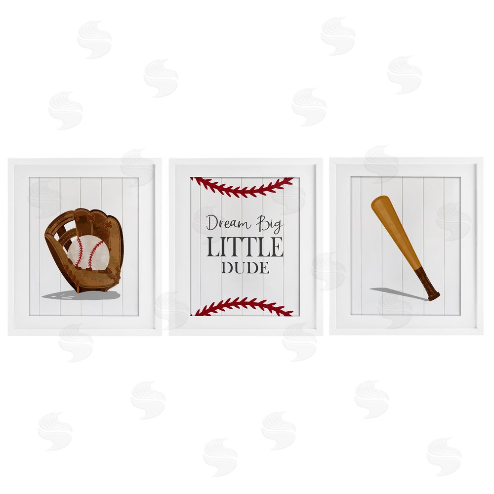Christine Simpson Art Get Your Baseball Game On White Framed Print Under Glass with Mat Wall Art