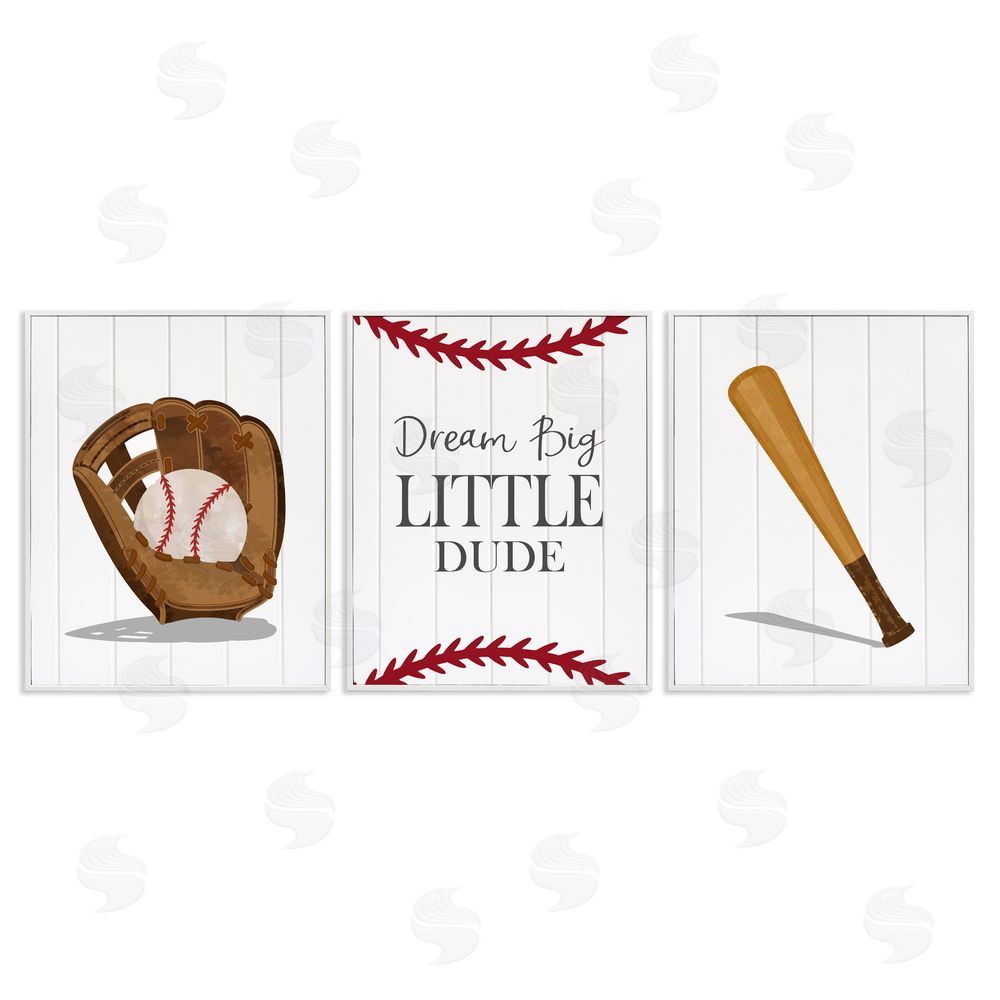 Christine Simpson Art Get Your Baseball Game On White Framed Giclee Wall Art Print