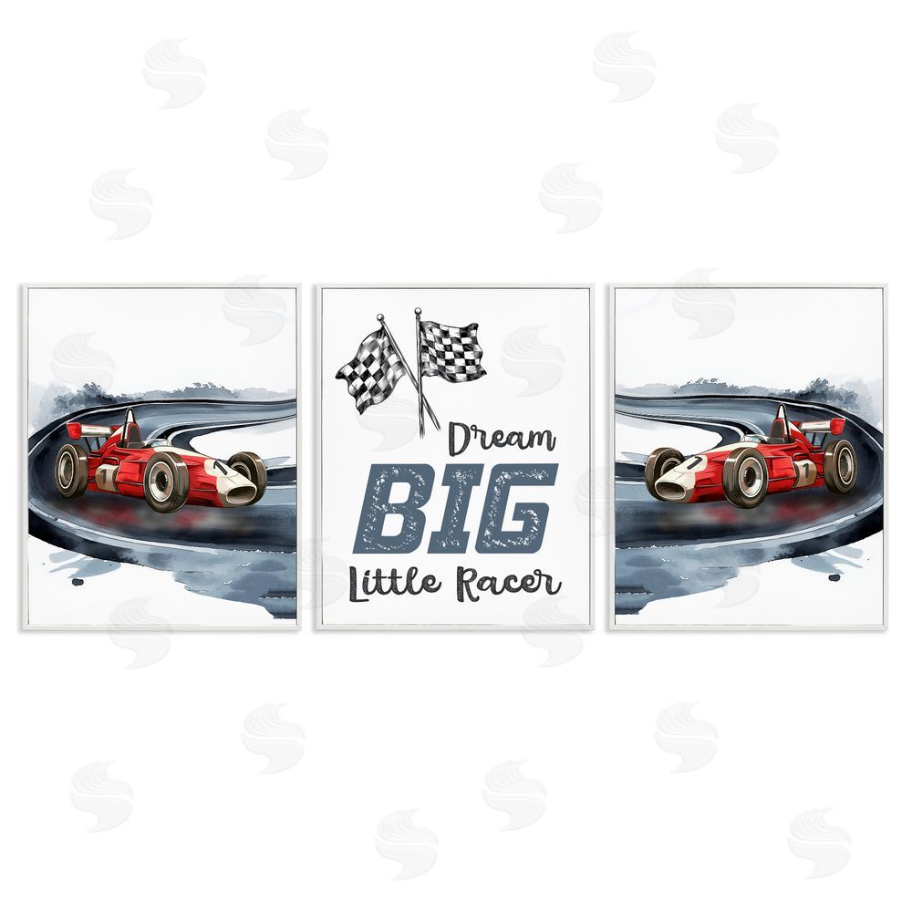 Christine Simpson Art Retro Little Racer Cars White Framed Giclee Wall Art Print