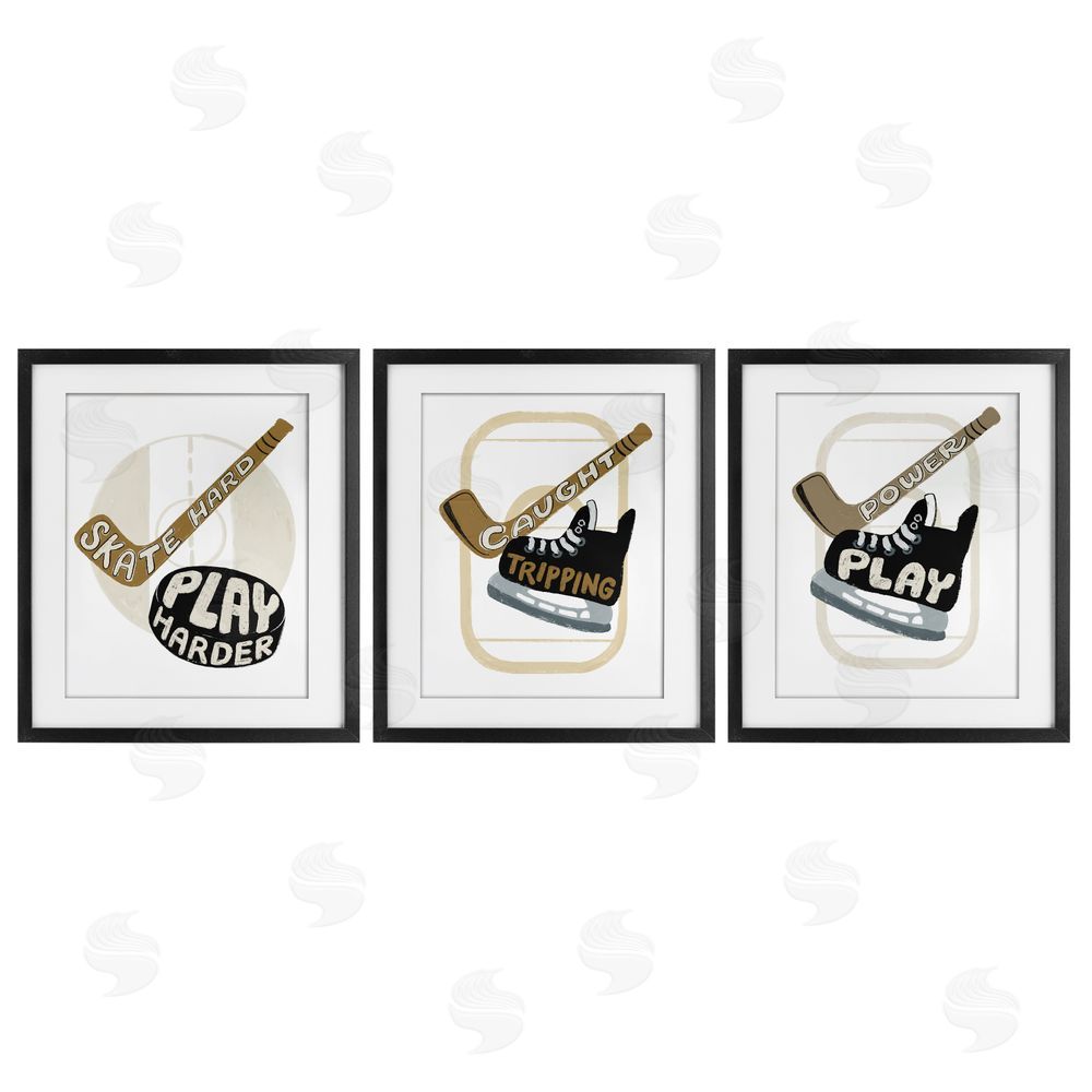 Connie Summers Fun Hockey Sports Phrases Black Framed Print Under Glass with White Mat Wall Art