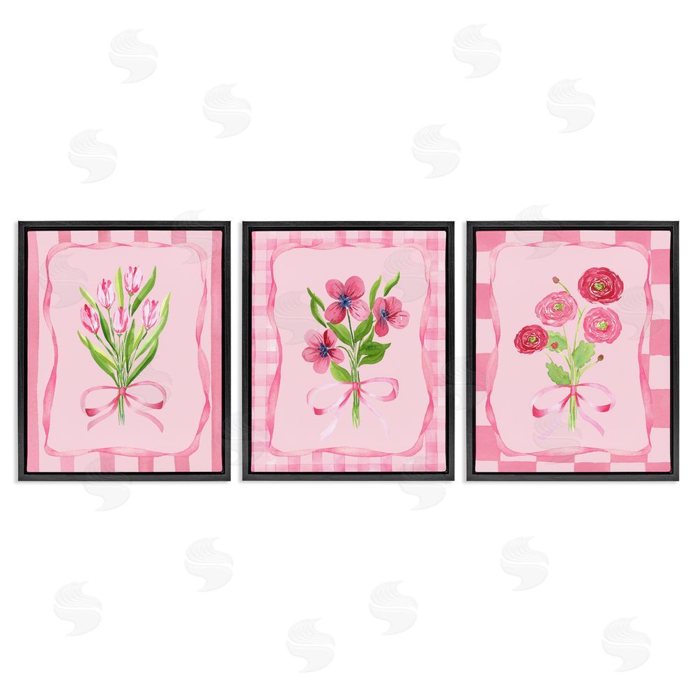 Nina Jacobs Pretty & Sweet Bordered Flowers Black Floating Frame Canvas Wall Art Print