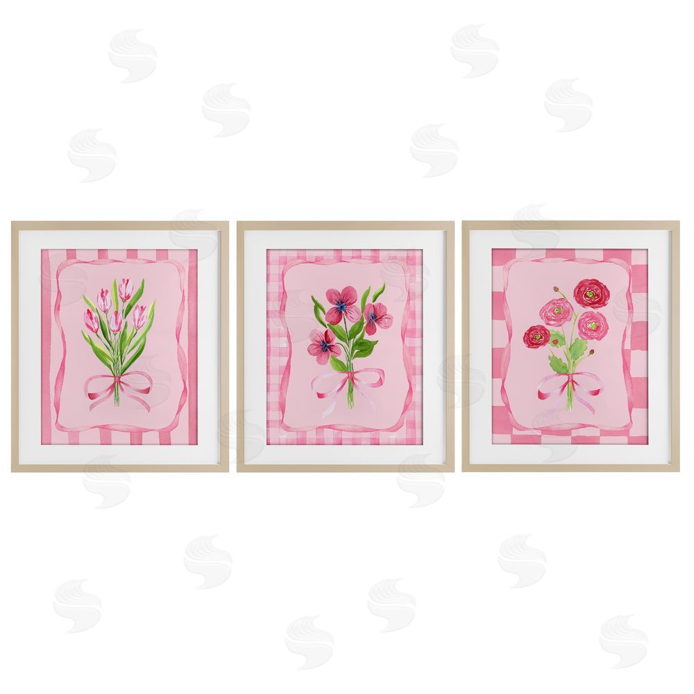 Nina Jacobs Pretty & Sweet Bordered Flowers Brown Framed Print Under Glass Wall Art