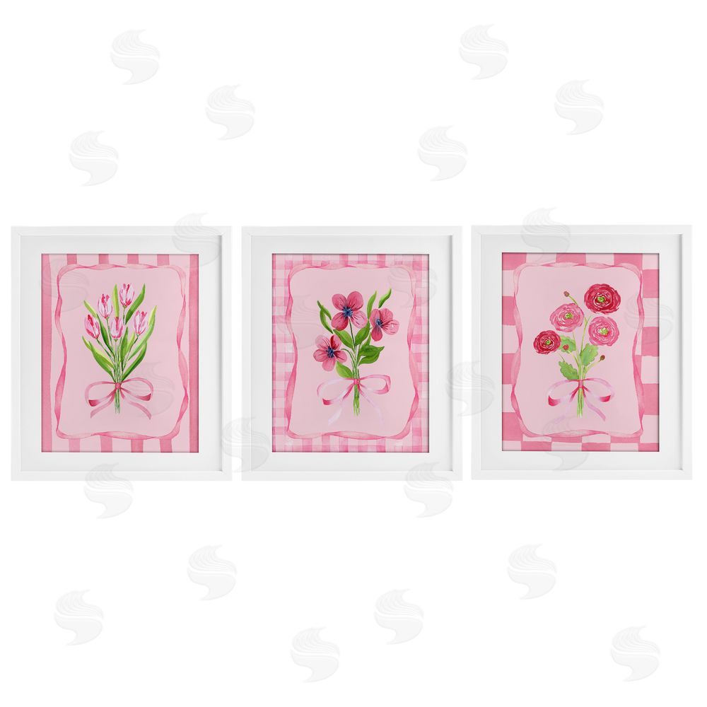 Nina Jacobs Pretty & Sweet Bordered Flowers White Framed Print Under Glass Wall Art
