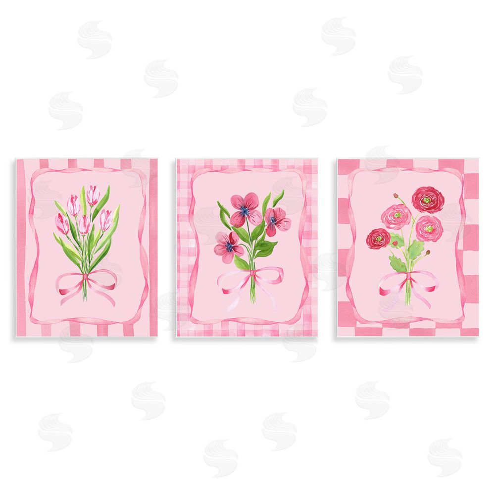 Nina Jacobs Pretty & Sweet Bordered Flowers Wooden Wall Plaque Art Print
