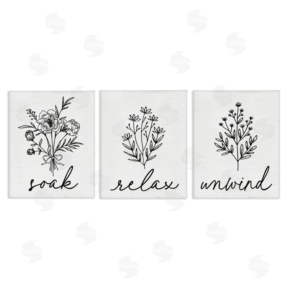 Lettered and Lined Bathroom Herbs for Relaxation Stretched Canvas Wall Art Print