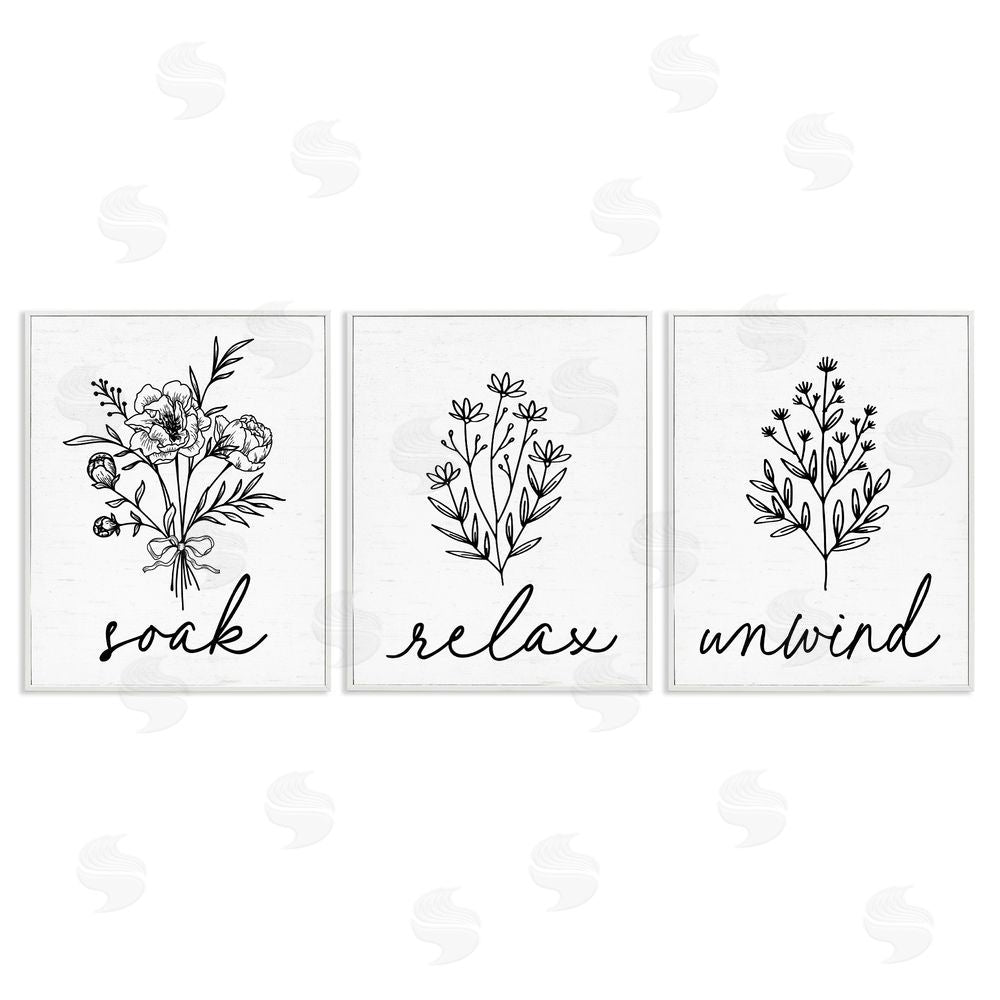 Lettered and Lined Bathroom Herbs for Relaxation White Framed Giclee Print Wall Art