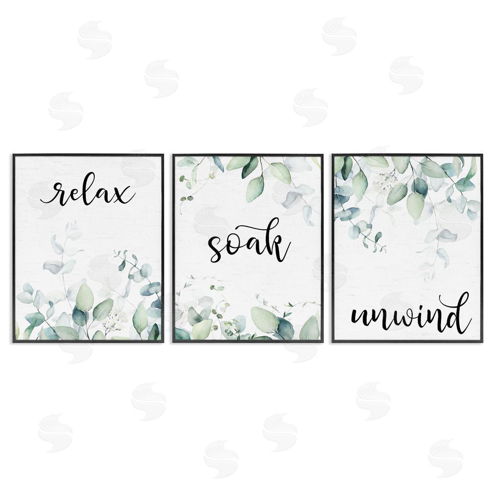 Lettered and Lined Leafy Bathroom Herbs Black Framed Giclee Print Wall Art