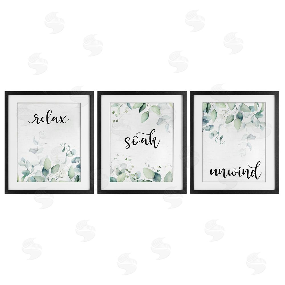 Lettered and Lined Leafy Bathroom Herbs Black Framed Print Under Glass Wall Art