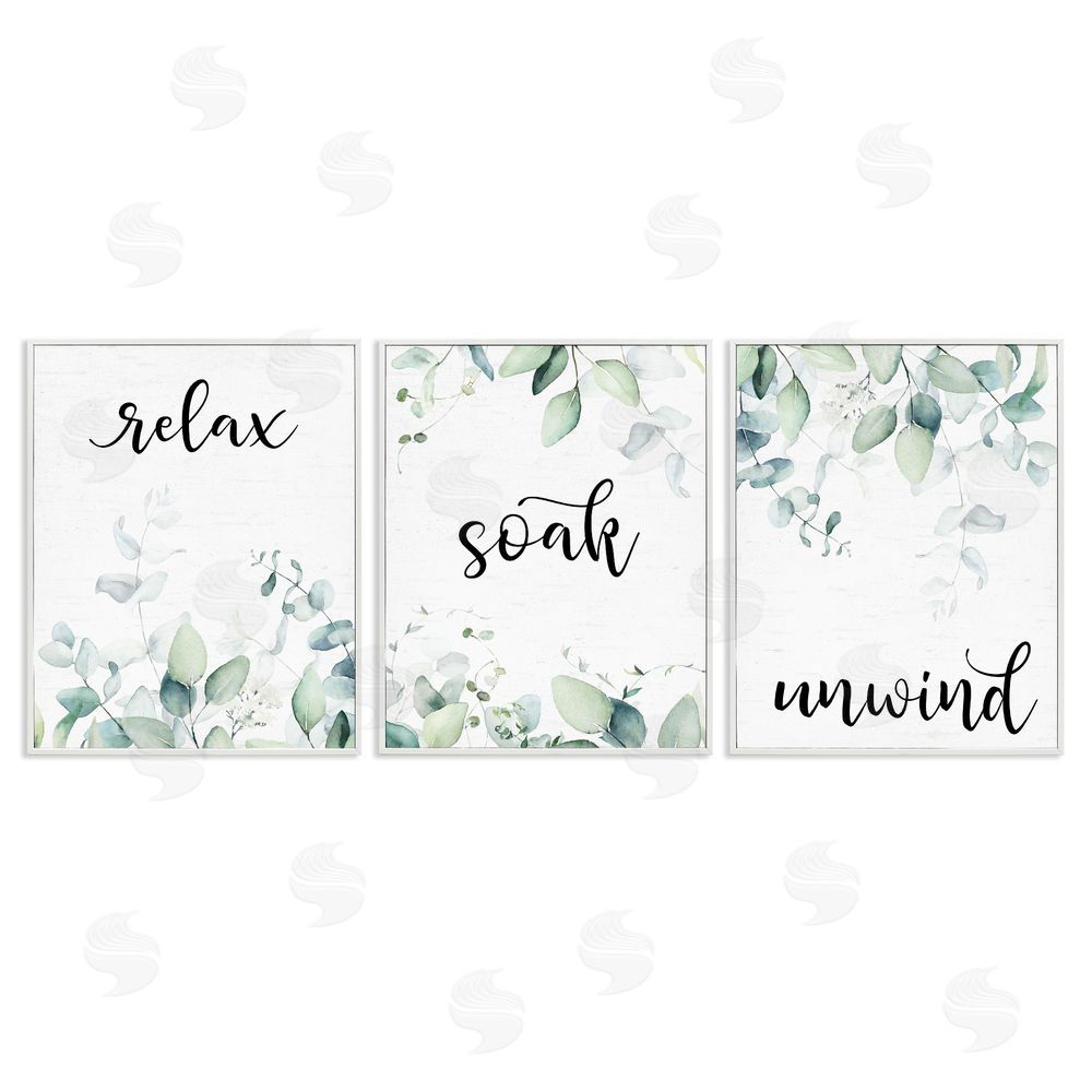 Lettered and Lined Leafy Bathroom Herbs White Framed Giclee Print Wall Art