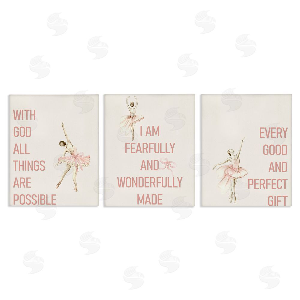 Kim Allen Faith Sentiments with Ballerinas Stretched Canvas Wall Art Print