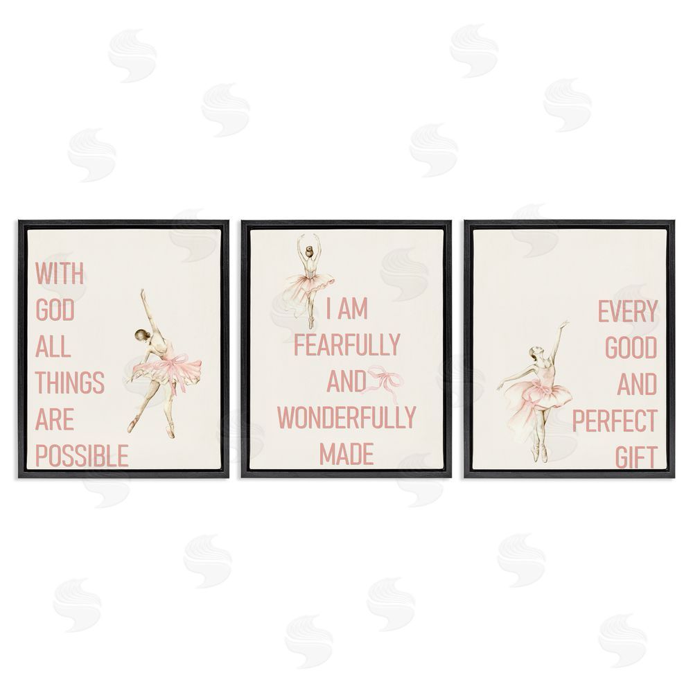 Kim Allen Faith Sentiments with Ballerinas Black Floating Frame Canvas Wall Art Print