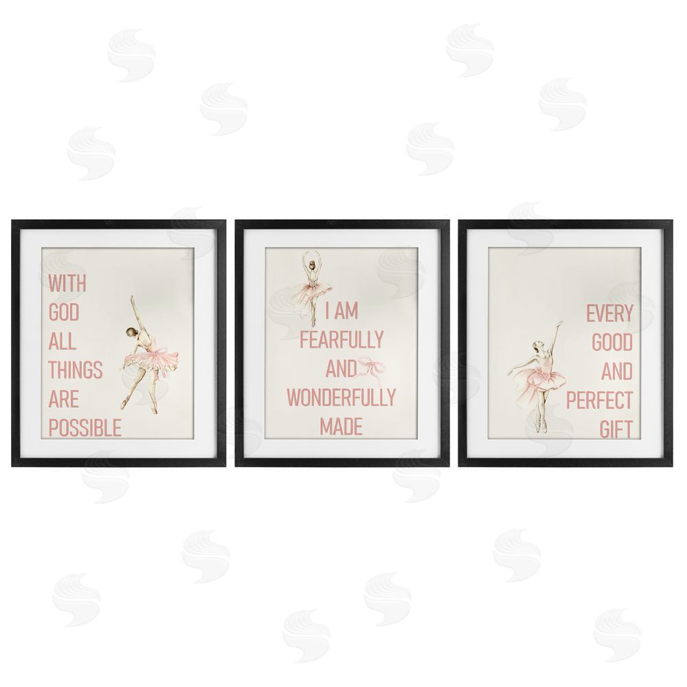 Kim Allen Faith Sentiments with Ballerinas Black Framed Print Under Glass Wall Art