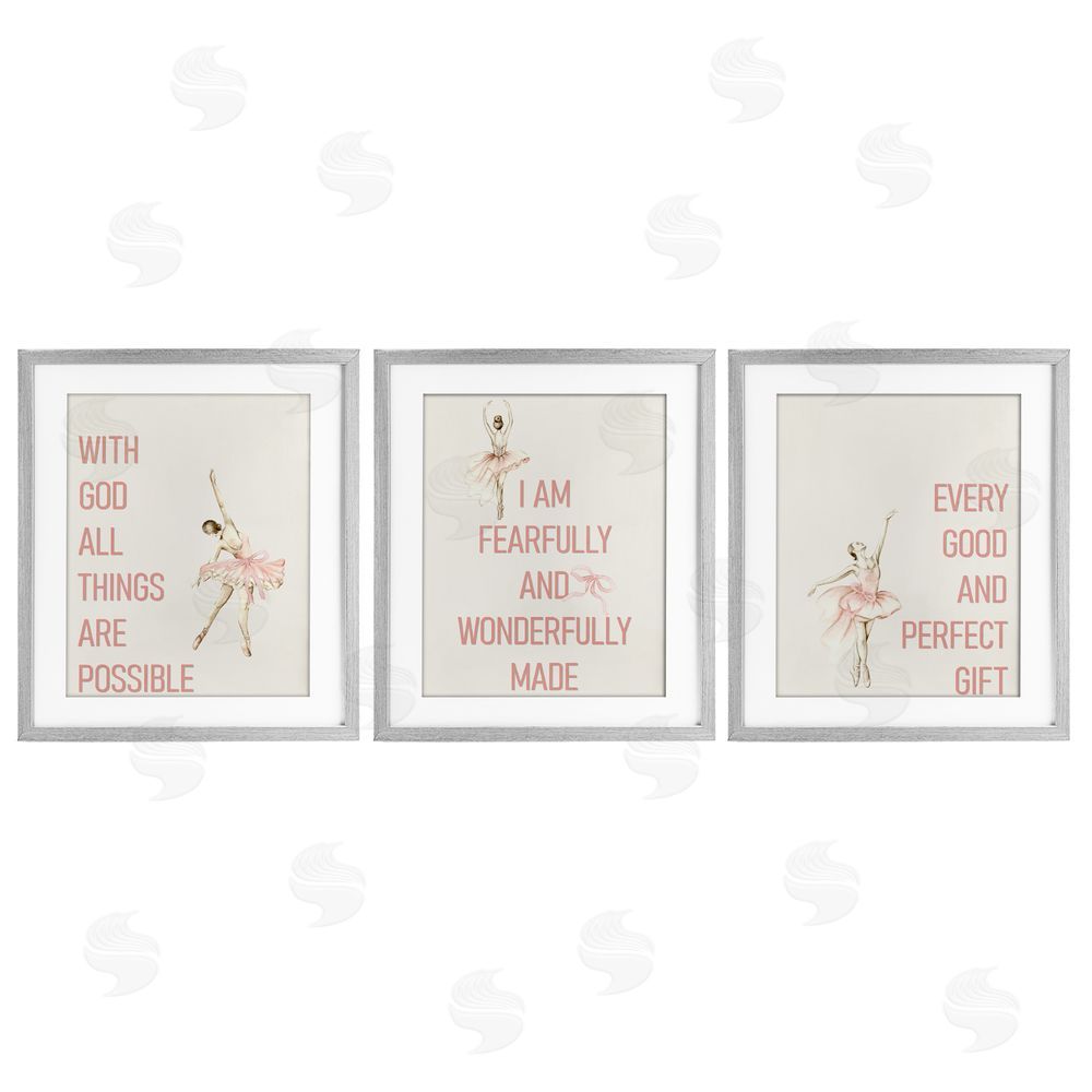 Kim Allen Faith Sentiments with Ballerinas Gray Framed Print Under Glass Wall Art