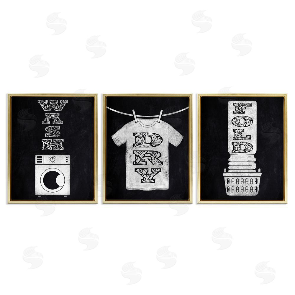 Marcus Prime Wash & Dry Ornate Letters Gold Floating Frame Canvas Wall Art Print