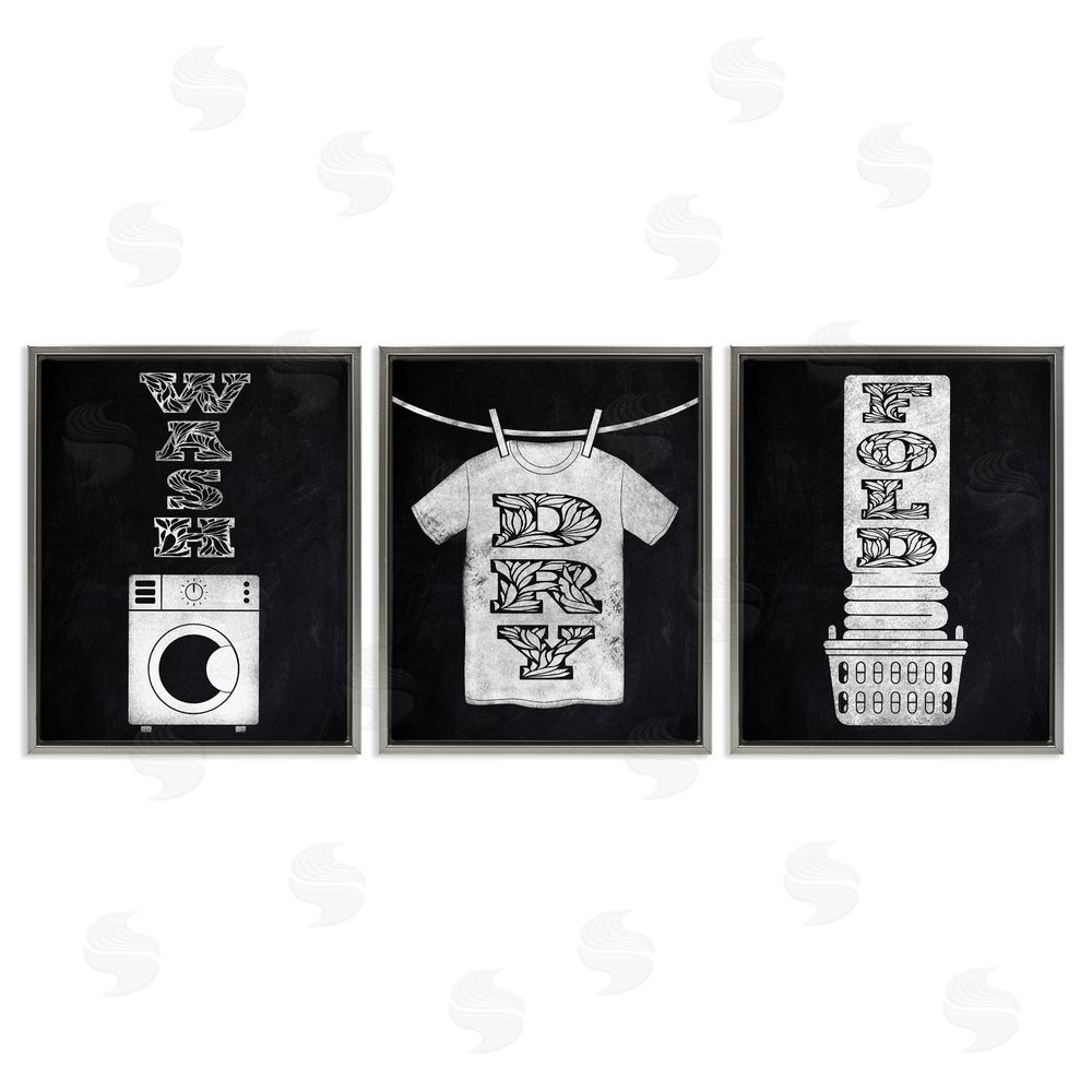 Marcus Prime Wash & Dry Ornate Letters Gray Floating Frame Canvas Wall Art Print