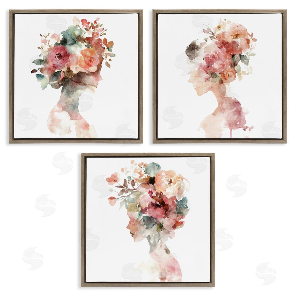 Svetlana Aleynikova Floral Dreamscape Portraits Brown Floating Frame Canvas Wall Art Print