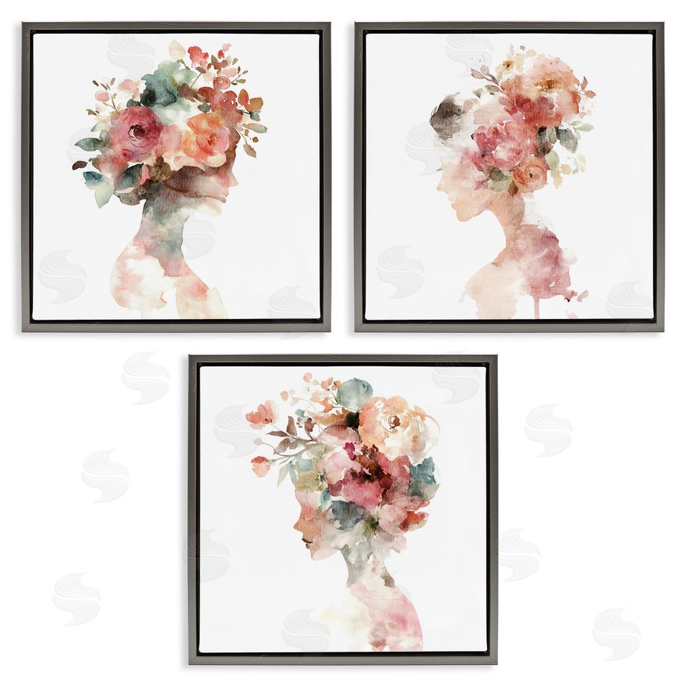 Svetlana Aleynikova Floral Dreamscape Portraits Gray Floating Frame Canvas Wall Art Print