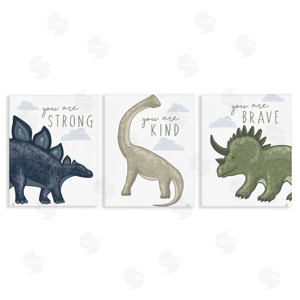 Elizabeth Tyndall Hopeful Encouraging Dinosaurs Stretched Canvas Wall Art Print