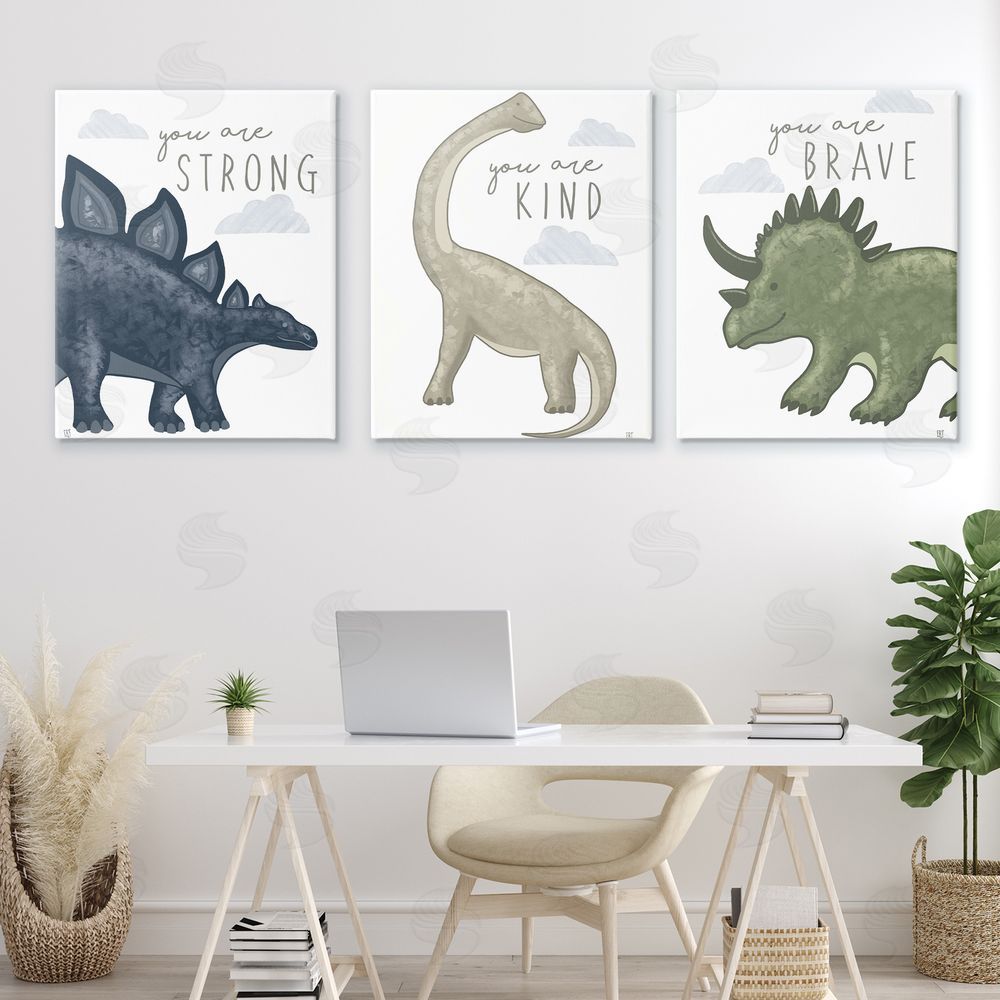 Elizabeth Tyndall Hopeful Encouraging Dinosaurs Canvas Wall Art Print in Room