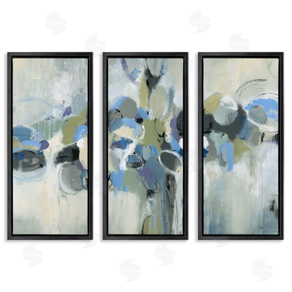 Lisa Ridgers Subdued Dappled Abstract Black Floating Frame Canvas Wall Art Print