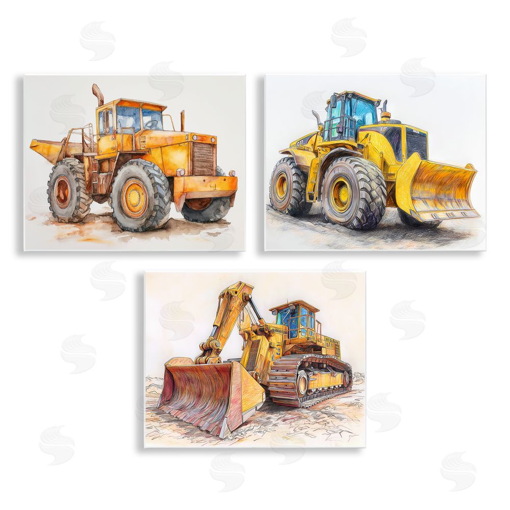 Steve Hunziker Various Construction Trio Wall Plaque Art Print