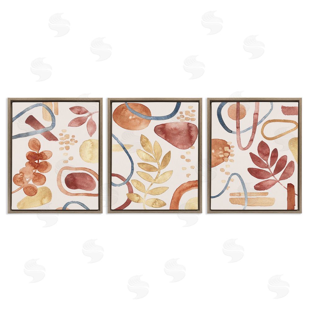 Camila Juncos Natural Abstract & Leaves Organics Brown Floating Frame Canvas Wall Art Print