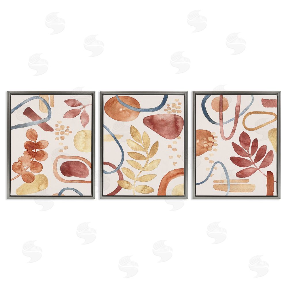 Camila Juncos Natural Abstract & Leaves Organics Gray Floating Frame Canvas Wall Art Print