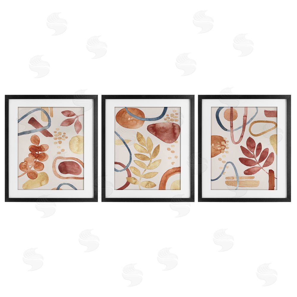 Camila Juncos Natural Abstract & Leaves Organics Black Framed Print Under Glass with White Mat Wall Art